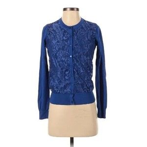 SIMPLY Styled Royal Blue Lace Overlay Cardigan Sweater Size Medium